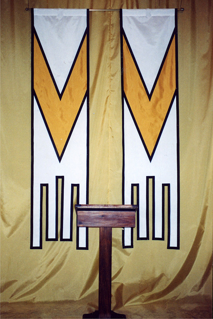 White and gold banner